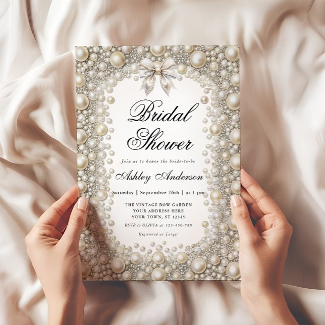 Elegant Diamonds and Pearls Bridal Shower Invitation (Creator Uploaded)