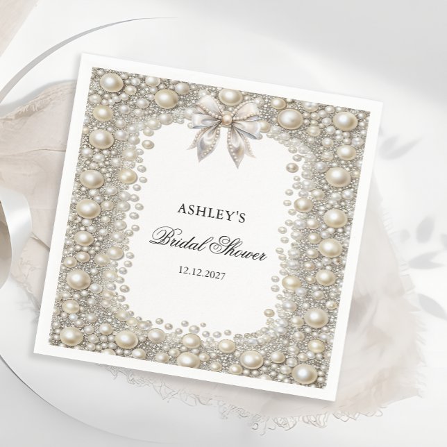 Elegant Diamonds and Pearls Bridal Shower Napkins (Creator Uploaded)
