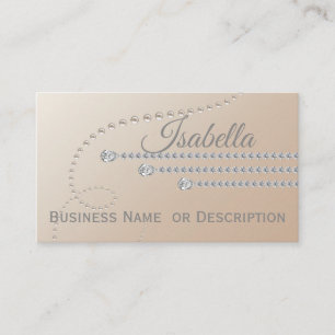 Elegant Diamonds and Pearls on Beige Business Card