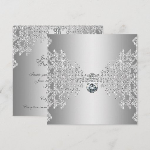 Elegant Diamonds and Silver Wedding Invitation | Zazzle