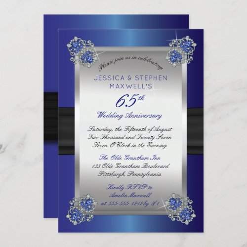 Elegant Diamonds  Blue Spinel 65th Anniversary Invitation
