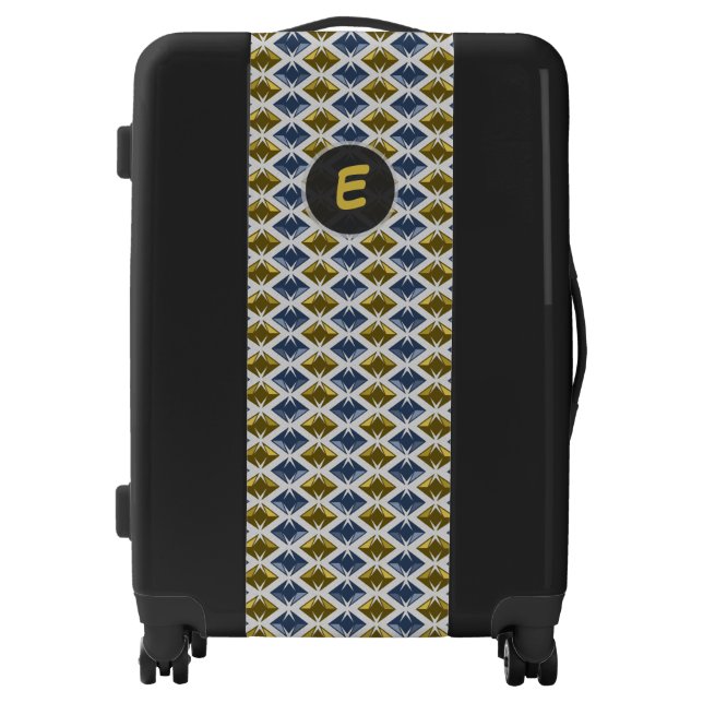 Elegant Diamonds Geometric Pattern Golden Monogram Luggage (Front)