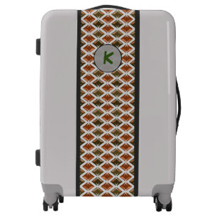 Elegant Diamonds Geometric Pattern Red Monogram Luggage