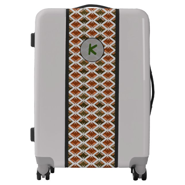 Elegant Diamonds Geometric Pattern Red Monogram Luggage (Front)