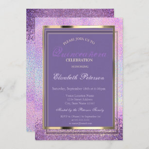 Elegant Diamonds Holographic Quinceañera Invitation