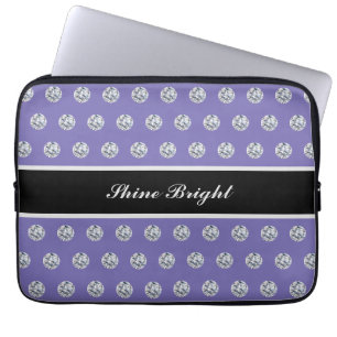 Elegant Diamonds on Lavender Blue Laptop Sleeve