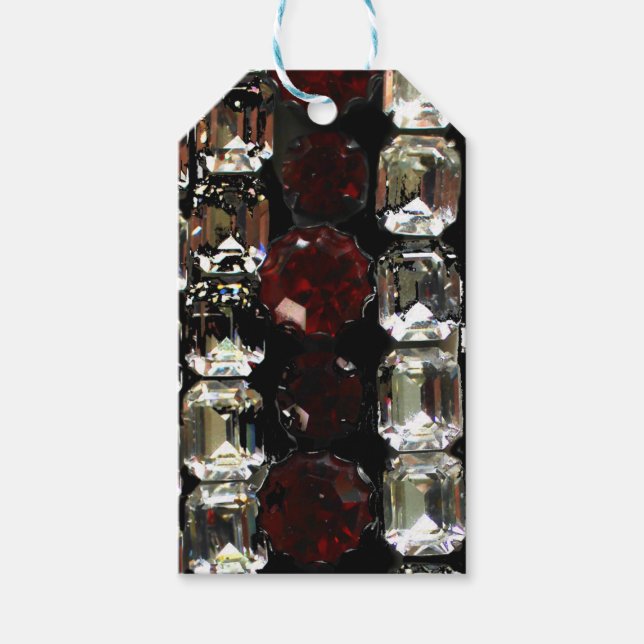 Elegant diamonds rubies gemstones gift tags (Front)