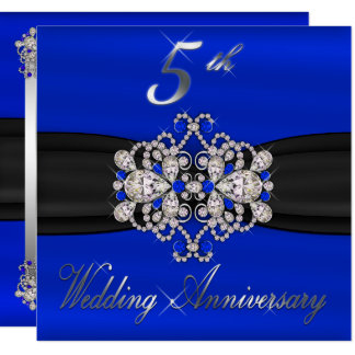 Elegant Diamonds Sapphire 5th Wedding Anniversary Invitation