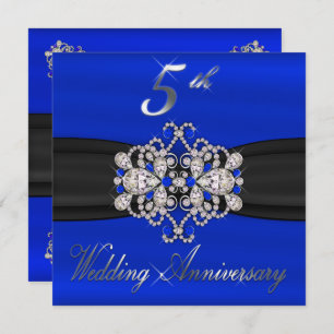 Elegant Diamonds Sapphire 5th Wedding Anniversary Invitation