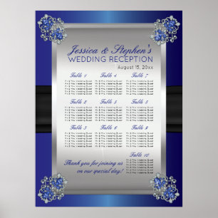 Elegant Diamonds Sapphire Wedding Seating Chart