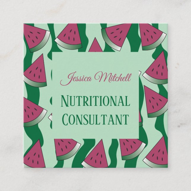 Elegant dietitian small squared business cards (Front)