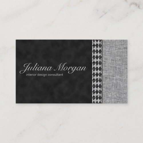 Elegant Digital Black Suede and Crinkle Harlequin Business Card