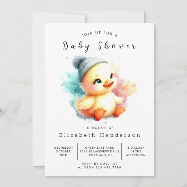 Elegant Digital Duck Baby Shower Invitation (Front)