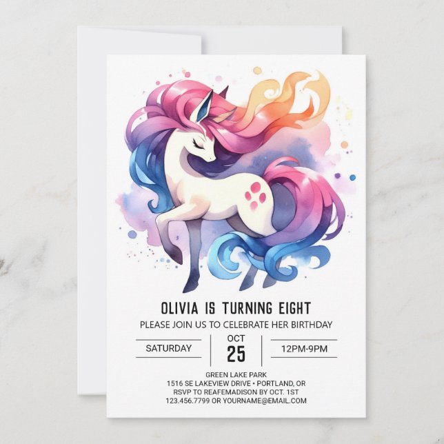 Elegant Digital Horse Birthday Invitation (Front)