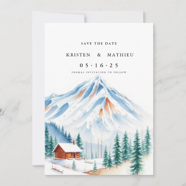 Elegant Digital Mountain Save The Date (Front)