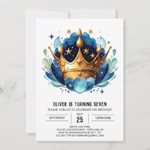 Elegant Digital Prince Crown Birthday Invitation