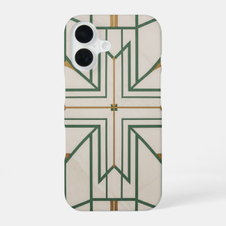 Elegant Dill Green Geometric iPhone 16 Case | Crea