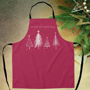 Elegant Dining, Red and White, Gold Stars Party Apron