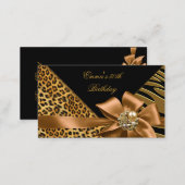 Elegant Directions Party Zebra Leopard Gold Black Enclosure Card (Front/Back)