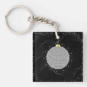 Elegant Disco Ball Christmas Ornament Keychain