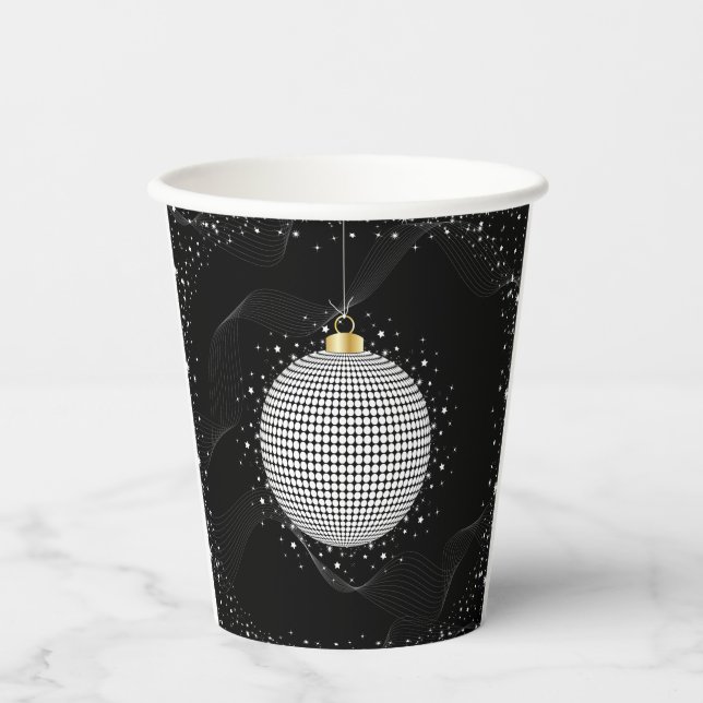 Elegant Disco Ball Christmas Ornament Paper Cups (Front)