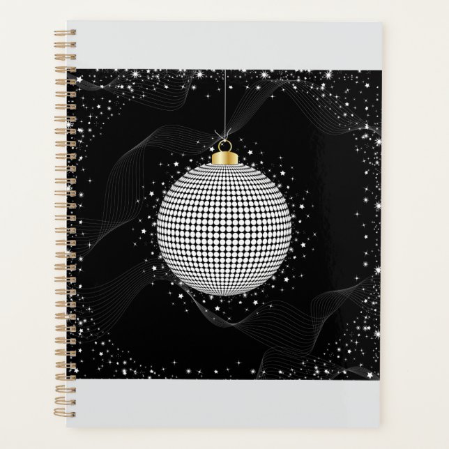 Elegant Disco Ball Christmas Ornament Planner (Front)