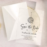 Elegant Disco Ball | Wedding Save the Date Vellum Invitations<br><div class="desc">These glam and elegant translucent vellum save the date cards feature a modern and minimalist style, with trendy black handwritten script and classic text. A retro hand-drawn disco ball is featured in a subtle illustration. You can choose any color for the disco ball by going into the design tool, to...</div>