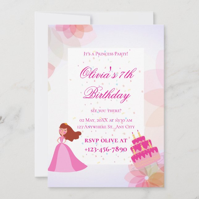Elegant Disney princess birthday Invitation (Front)