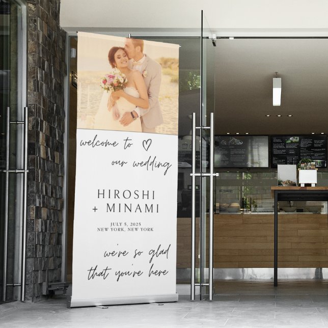 Elegant Display Featuring Your Names & Photo Retractable Banner (Creator Uploaded)