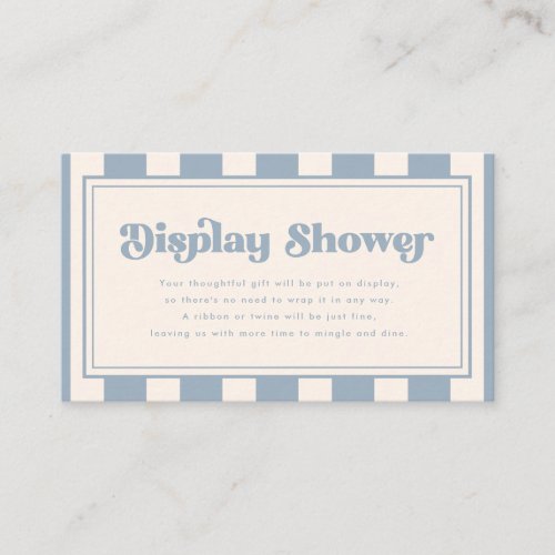 Elegant "Display Shower" Striped Blue Baby Shower Enclosure Card