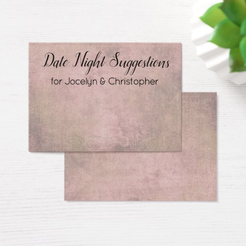 Elegant Distressed Date Night Suggestions Card