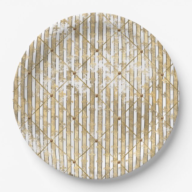 Elegant Distressed French Classic Vintage Style Paper Plates (Front)