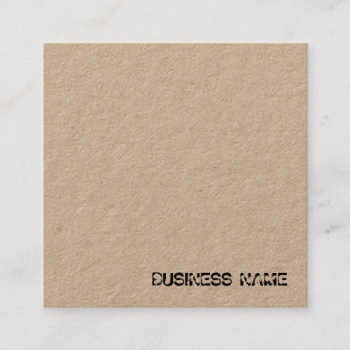 Elegant Distressed Text Classic Real Kraft Paper Square Business Card