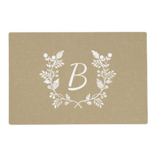 Elegant Distressed Wreath Personalized Monogram Placemat