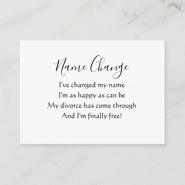 Elegant Divorce Name Change Enclosure Card (Front)