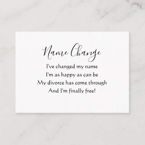 Elegant Divorce Name Change Enclosure Card