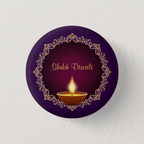 Elegant Diwali Diyas Purple Button