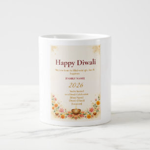 Elegant Diwali Greeting Card Giant Coffee Mug