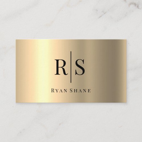 Elegant DIY Black Monogram  Name Yellow Gold Business Card