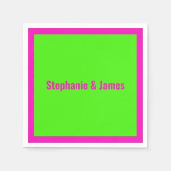Elegant Diy Colors Shocking Pink Lime Green Napkins by FantabulousPatterns at Zazzle