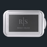 Elegant DIY Grey Monogram & White Name, Black Cake Pan<br><div class="desc">Personalize this elegant black design with grey monogram and white name on black background. Click “Customize” to change colors and type styles.</div>