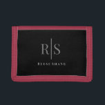 Elegant DIY Grey Monogram & White Name, Black Trifold Wallet<br><div class="desc">Personalize this elegant black design with grey monogram and white name on black background. Click “Customize” to change colors and type styles.</div>