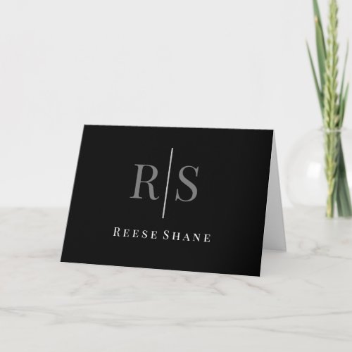Elegant DIY Grey Monogram  White Name Blank Card