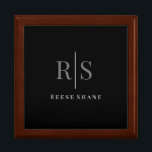 Elegant DIY Grey Monogram & White Name Gift Box<br><div class="desc">Personalize this elegant black design with grey monogram and white name on black background. Click “Customize” to change colors and type styles.</div>