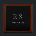 Elegant DIY Grey Monogram & White Name Gift Box<br><div class="desc">Personalize this elegant black design with grey monogram and white name on black background. Click “Customize” to change colors and type styles.</div>