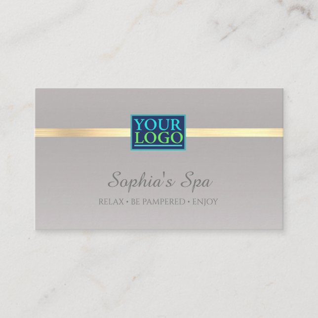 Elegant DIY Your Logo Business Name Silver & Gold Business Card (Front)