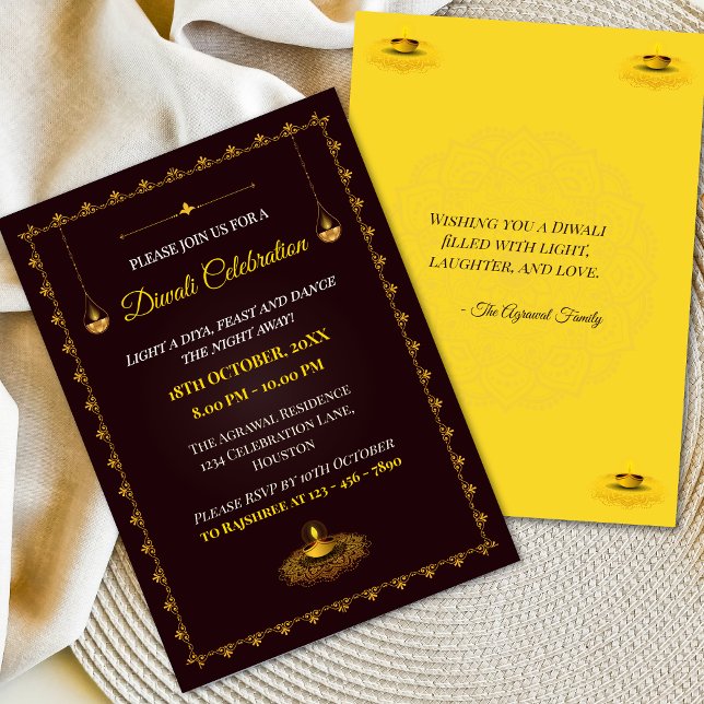 Elegant Diya and Mandala Diwali Celebration  Invitation (Creator Uploaded)
