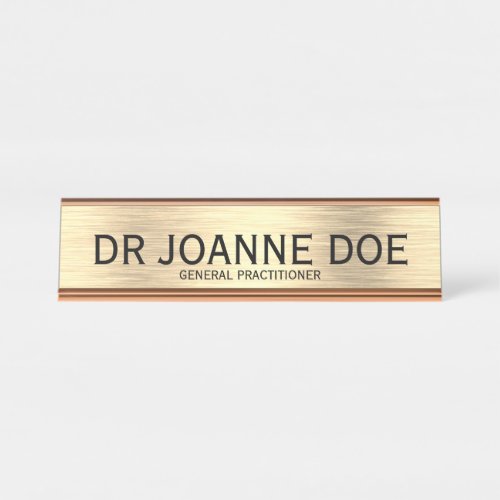 Elegant Doctor General Practitioner Gold Desk Name Plate