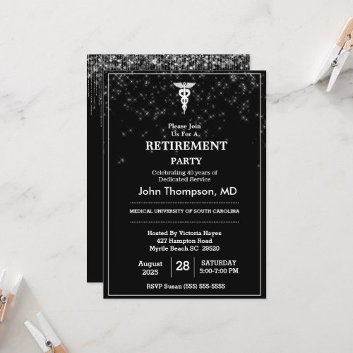 Elegant Doctor Retirement Party String Lights   Invitation