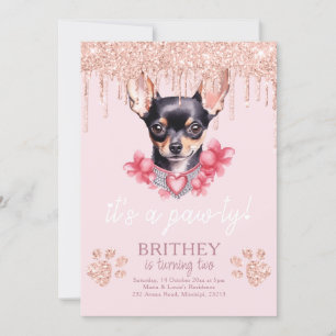 Elegant Dog Birthday with Glitter Invitation